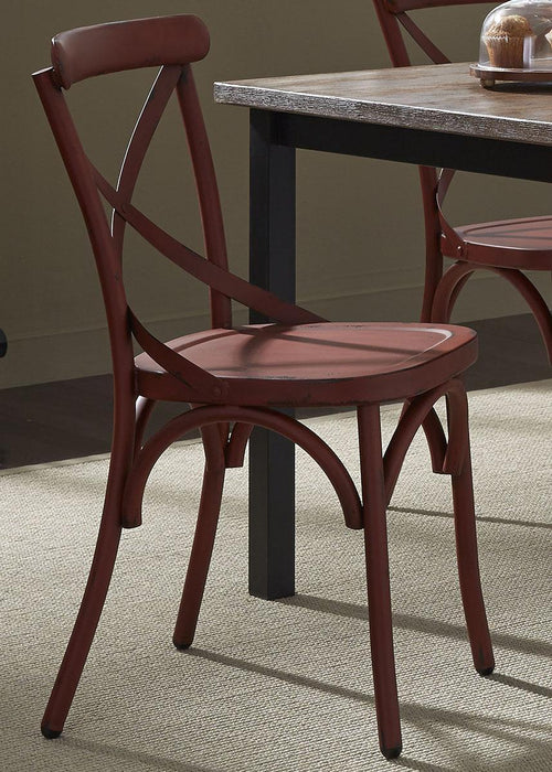 Liberty Furniture Vintage Dining Series X-Back Dining Side Chair in Red (Set of 2)
