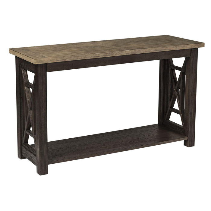 Liberty Heatherbrook Sofa Table in Charcoal and Ash - Roberts Furniture & Mattress (Yorktown, VA)