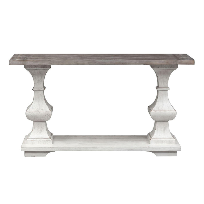 Liberty Sedona Sofa Table in Heavy Distressed White - Roberts Furniture & Mattress (Yorktown, VA)