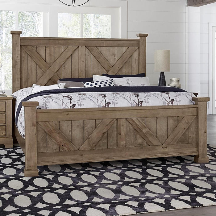 Vaughan-Bassett Cool Rustic King Barndoor X Headboard and Footboard Bed in Stone Grey image