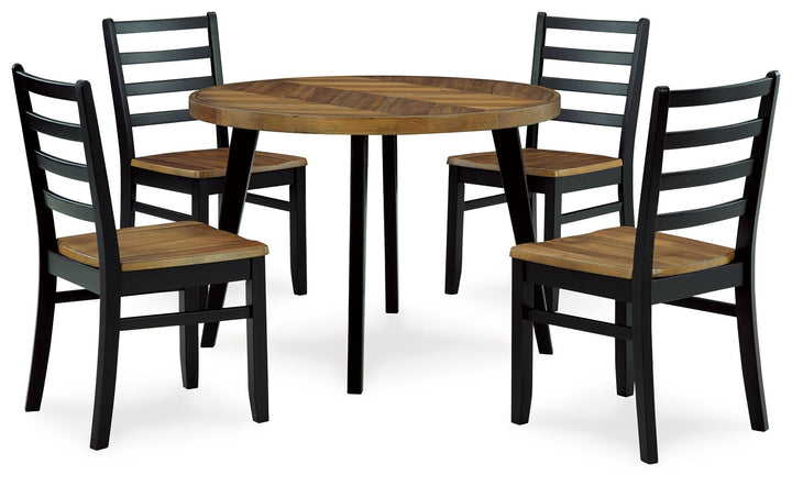 Blondon - Dining Table and 4 Chairs (Set of 5) - Brown / Black