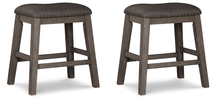 Caitbrook - Upholstered Stool (Set of 2) - Gray