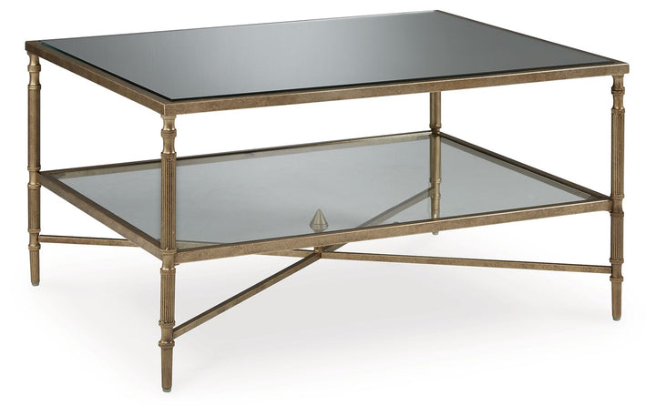 Cloverty - Rectangular Cocktail Table - Aged Gold Finish