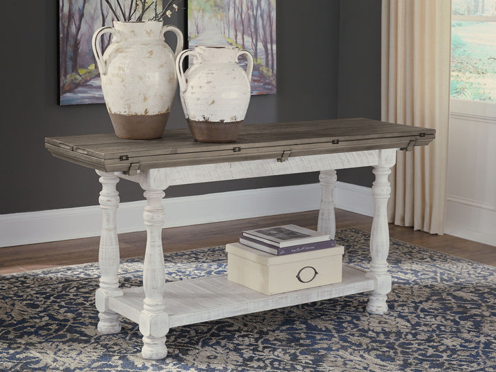 Havalance - Flip Top Sofa Table - Gray / White - Roberts Furniture & Mattress (Yorktown, VA)