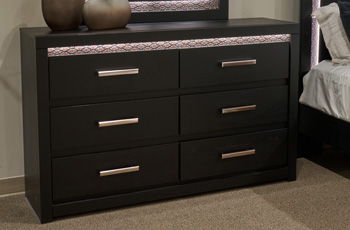 Shoralli - Six Drawer Dresser - Black - Roberts Furniture & Mattress (Yorktown, VA)