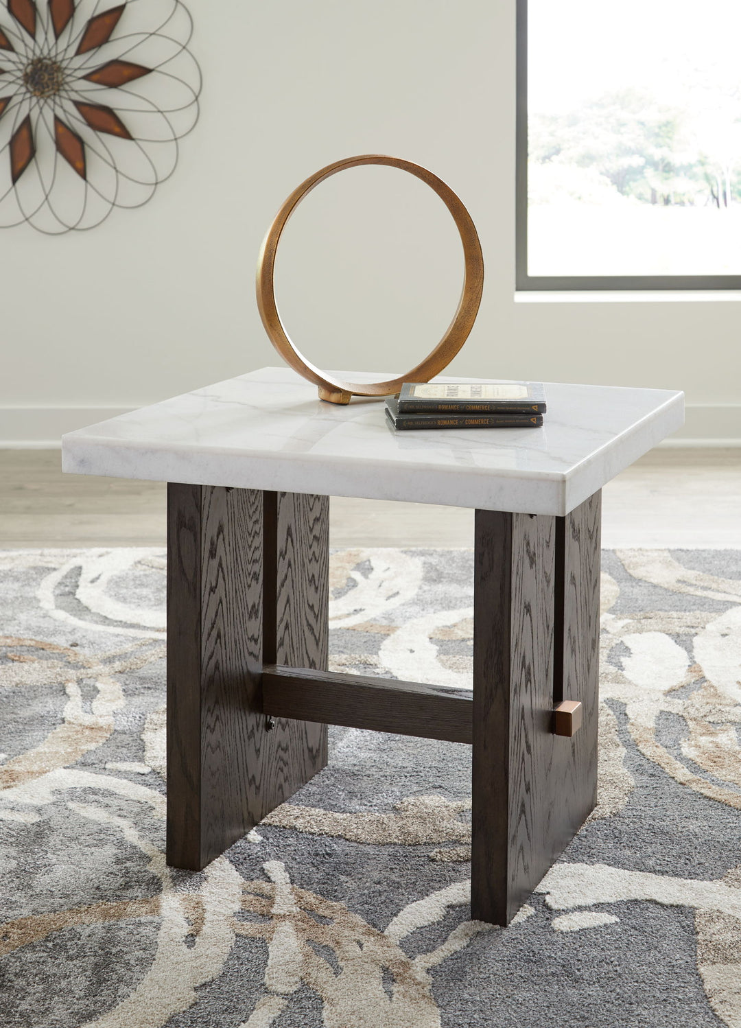 Burkhaus - Rectangular End Table - White / Dark Brown