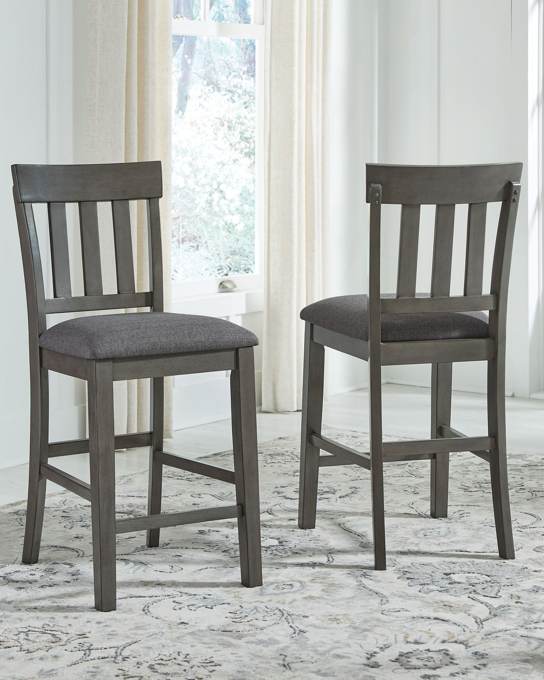 Hallanden - Upholstered Barstool (Set of 2) - Black / Gray