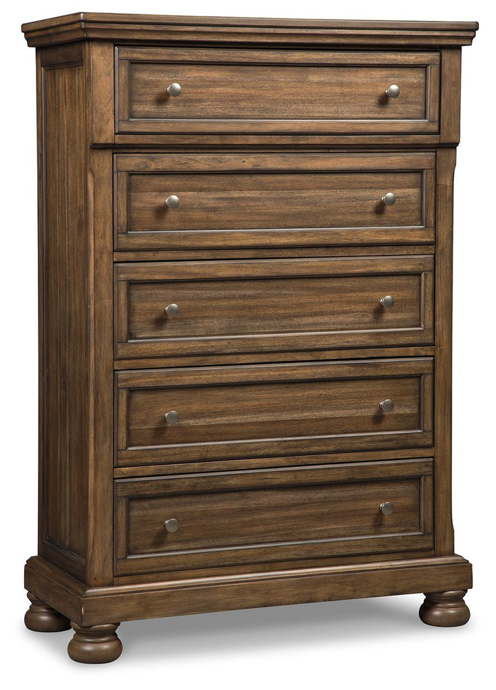 Flynnter - Five Drawer Chest - Medium Brown