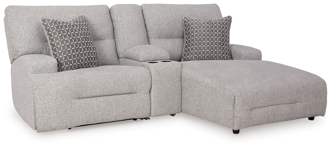 Acklen Place - 4 Pc. - 3-Piece Power Reclining Sectional Sofa With Raf Chaise, Wide Seat Power Recliner - Pewter - Roberts Furniture & Mattress (Yorktown, VA)