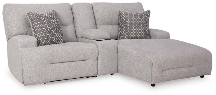 Acklen Place - 4 Pc. - 3-Piece Power Reclining Sectional Sofa With Raf Chaise, Wide Seat Power Recliner - Pewter - Roberts Furniture & Mattress (Yorktown, VA)