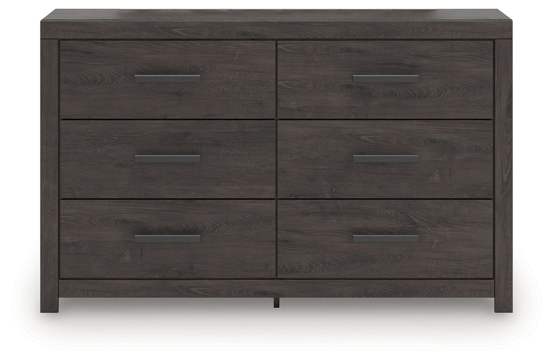 Prendonea - Six Drawer Dresser - Charcoal - Roberts Furniture & Mattress (Yorktown, VA)