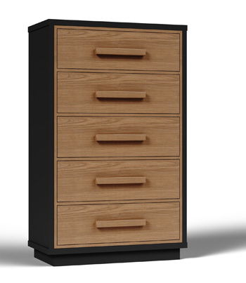 Kozmour - Five Drawer Chest - Black / Brown - Roberts Furniture & Mattress (Yorktown, VA)