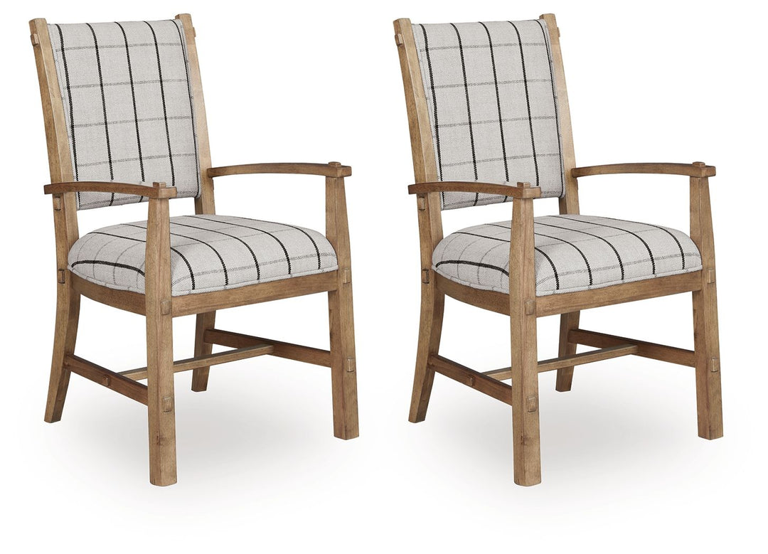 Ridgester - Dining Upholstered Arm Chair (Set of 2) - Light Brown - Roberts Furniture & Mattress (Yorktown, VA)