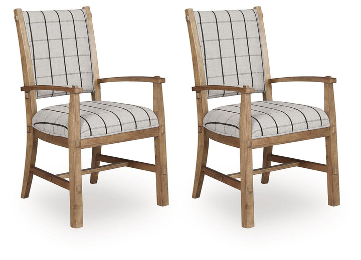 Ridgester - Dining Upholstered Arm Chair (Set of 2) - Light Brown - Roberts Furniture & Mattress (Yorktown, VA)