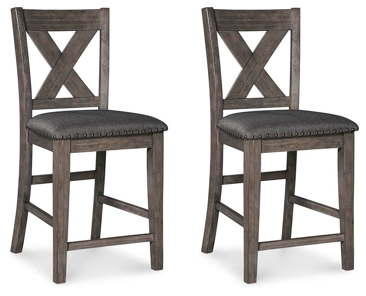 Caitbrook - Upholstered Barstool (Set of 2) - Gray - Roberts Furniture & Mattress (Yorktown, VA)