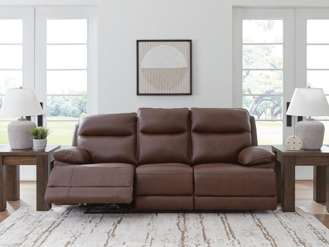 Vonryan - Power Reclining Sofa With Adj Headrest - Tobacco - Roberts Furniture & Mattress (Yorktown, VA)