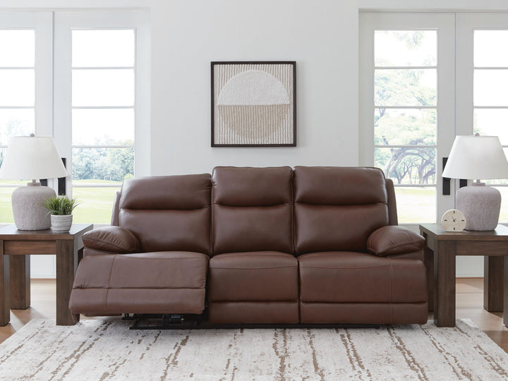 Vonryan - Power Reclining Sofa With Adj Headrest - Tobacco - Roberts Furniture & Mattress (Yorktown, VA)