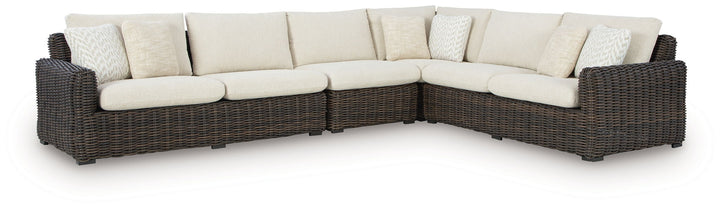 Kimora - 4-Piece Outdoor Sectional - Beige / Dark Brown