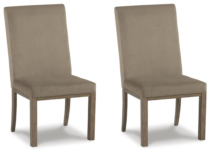 Chrestner - Dining UPH Side Chair (Set of 2) - Gray / Brown - Roberts Furniture & Mattress (Yorktown, VA)