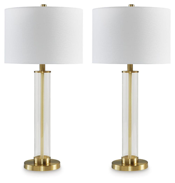 Orenman - Glass Table Lamp (Set of 2) - Clear / Brass Finish