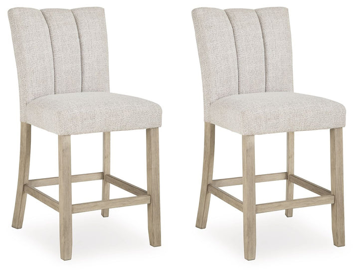 Larawyn - Upholstered Barstool (Set of 2) - Bisque - Roberts Furniture & Mattress (Yorktown, VA)