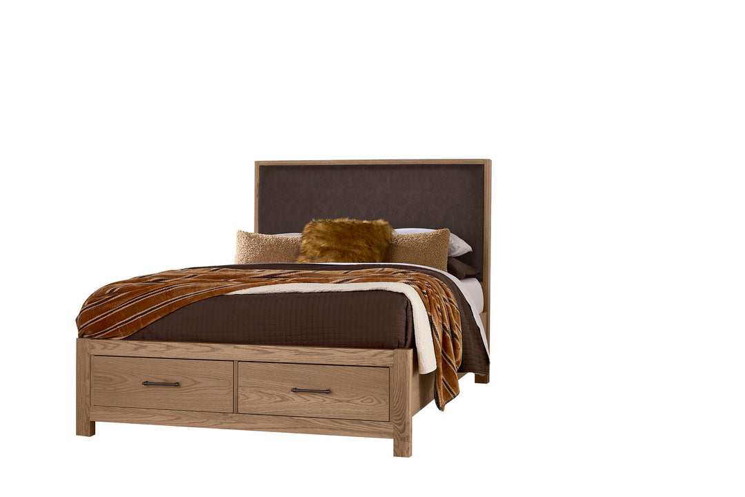 Lodge & Loft - Upholstered Storage Bed - Dark Oak / Sedona Brown