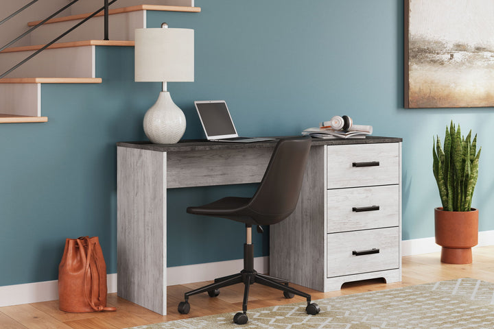 Shawburn - Home Office Desk - White / Dark Charcoal Gray