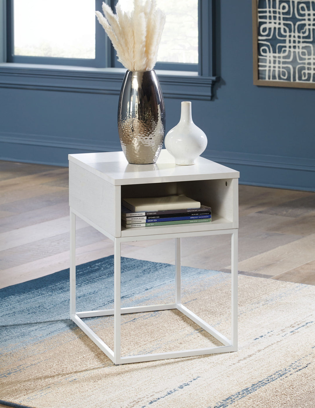 Deznee - Rectangular End Table - White