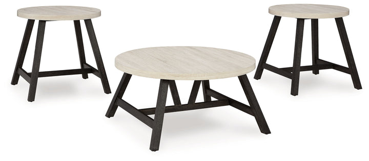 Fladona - Occasional Table Set (Set of 3) - Black / White