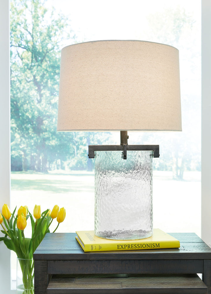 Fentonley - Glass Table Lamp  - Clear / Antique Black