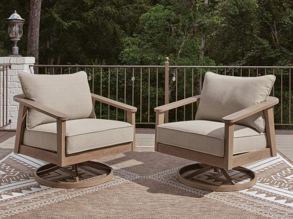 Harmony Headlands - Swivel Lounge With Cushion - Natural / Gray - Roberts Furniture & Mattress (Yorktown, VA)