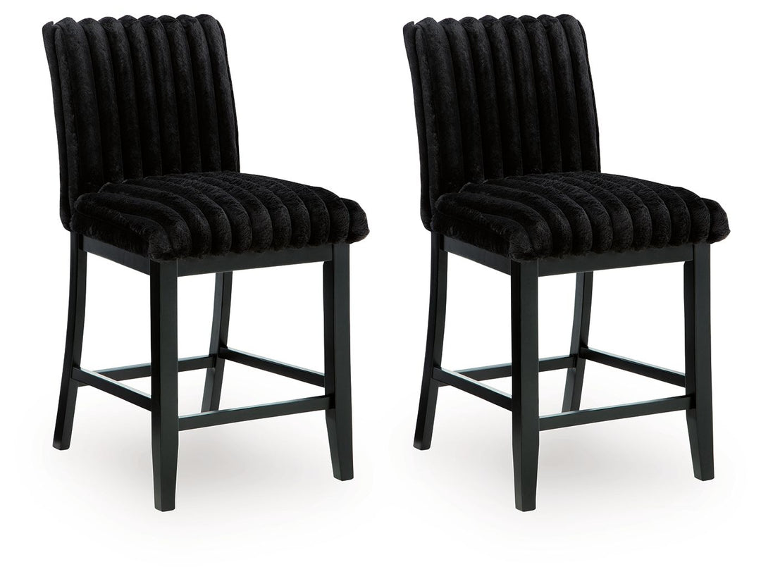 Mervannie - Upholstered Barstool (Set of 2) - Black - Roberts Furniture & Mattress (Yorktown, VA)