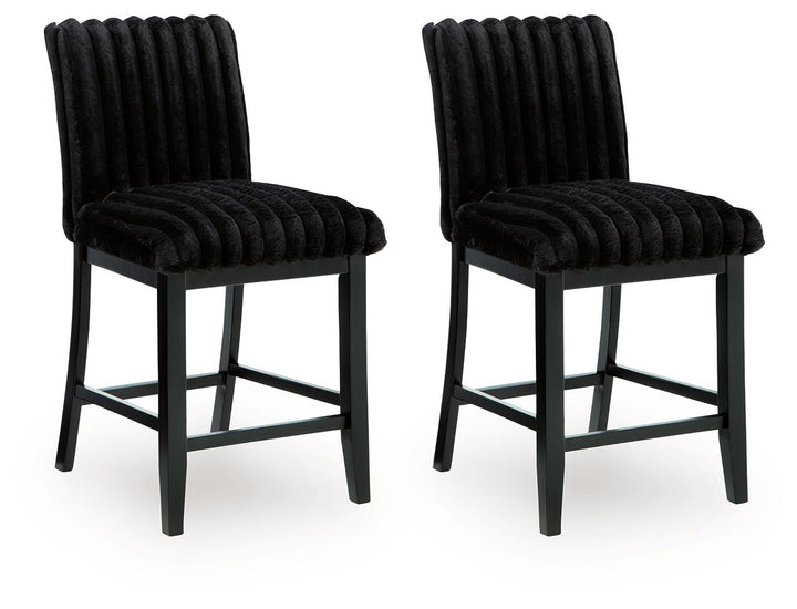 Mervannie - Upholstered Barstool (Set of 2) - Black - Roberts Furniture & Mattress (Yorktown, VA)