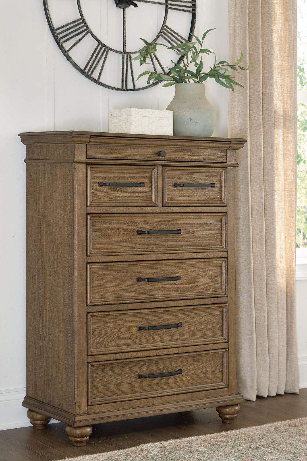 Karallin - Seven Drawer Chest - Medium Brown - Roberts Furniture & Mattress (Yorktown, VA)