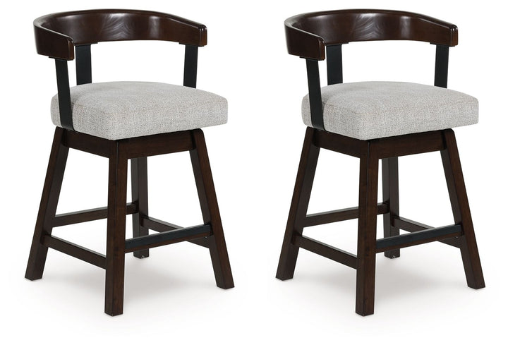 Haddigan - Upholstered Swivel Barstool (Set of 2) - Dark Brown