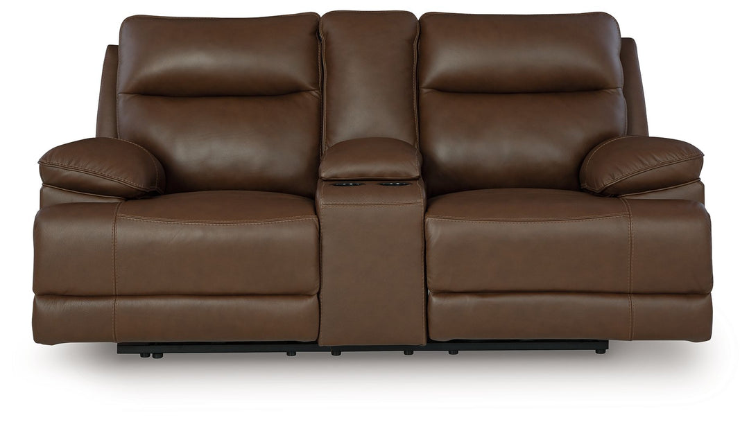 Vonryan - Power Reclining Loveseat With Console / Adj Headrest - Tobacco