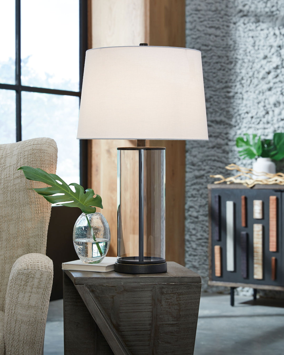 Wilmburgh - Glass Table Lamp (Set of 2) - Clear / Bronze Finish