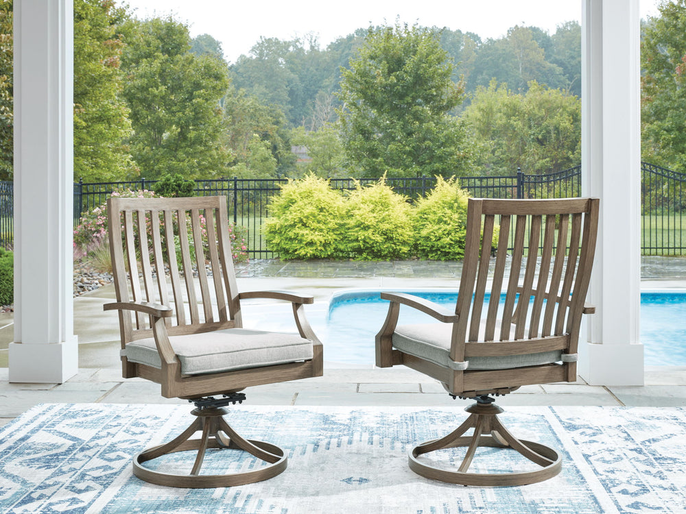Rainier Ranch - Swivel Chair With Cushion (Set of 2) - Brown / Beige - Roberts Furniture & Mattress (Yorktown, VA)