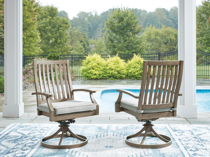 Rainier Ranch - Swivel Chair With Cushion (Set of 2) - Brown / Beige - Roberts Furniture & Mattress (Yorktown, VA)