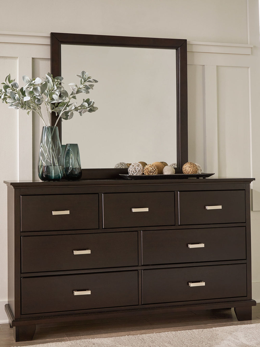 Covetown - Dresser And Mirror - Dark Brown - Roberts Furniture & Mattress (Yorktown, VA)