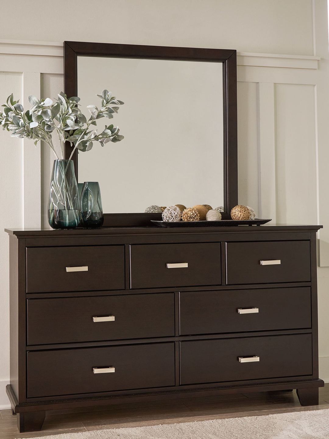 Covetown - Dresser And Mirror - Dark Brown - Roberts Furniture & Mattress (Yorktown, VA)