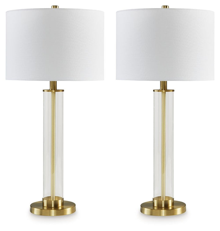 Orenman - Glass Table Lamp (Set of 2) - Clear / Brass Finish