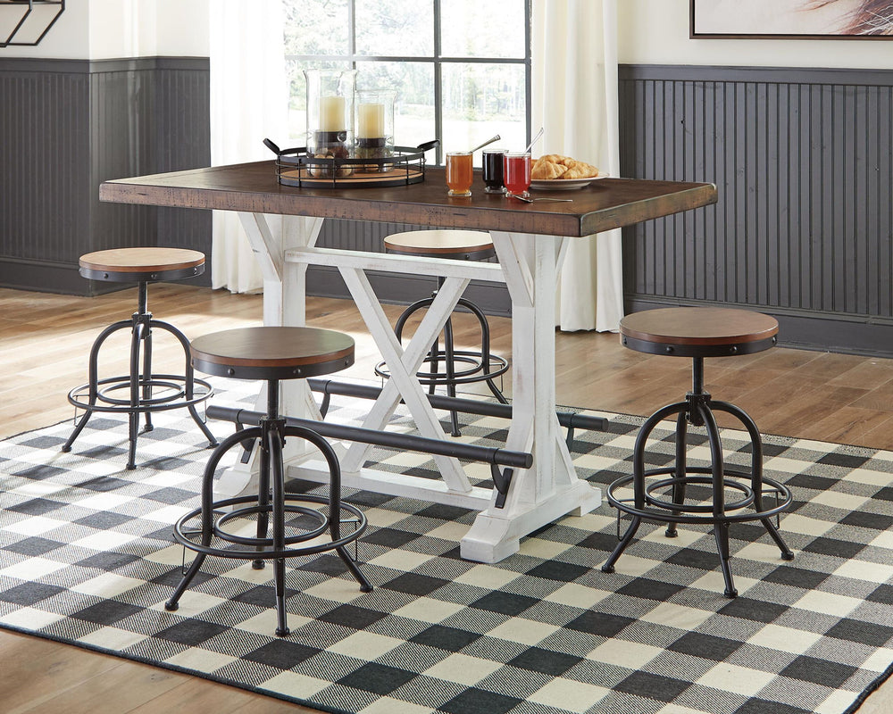 Valebeck - Rectangular Dining Room Counter Table - White / Brown - Roberts Furniture & Mattress (Yorktown, VA)