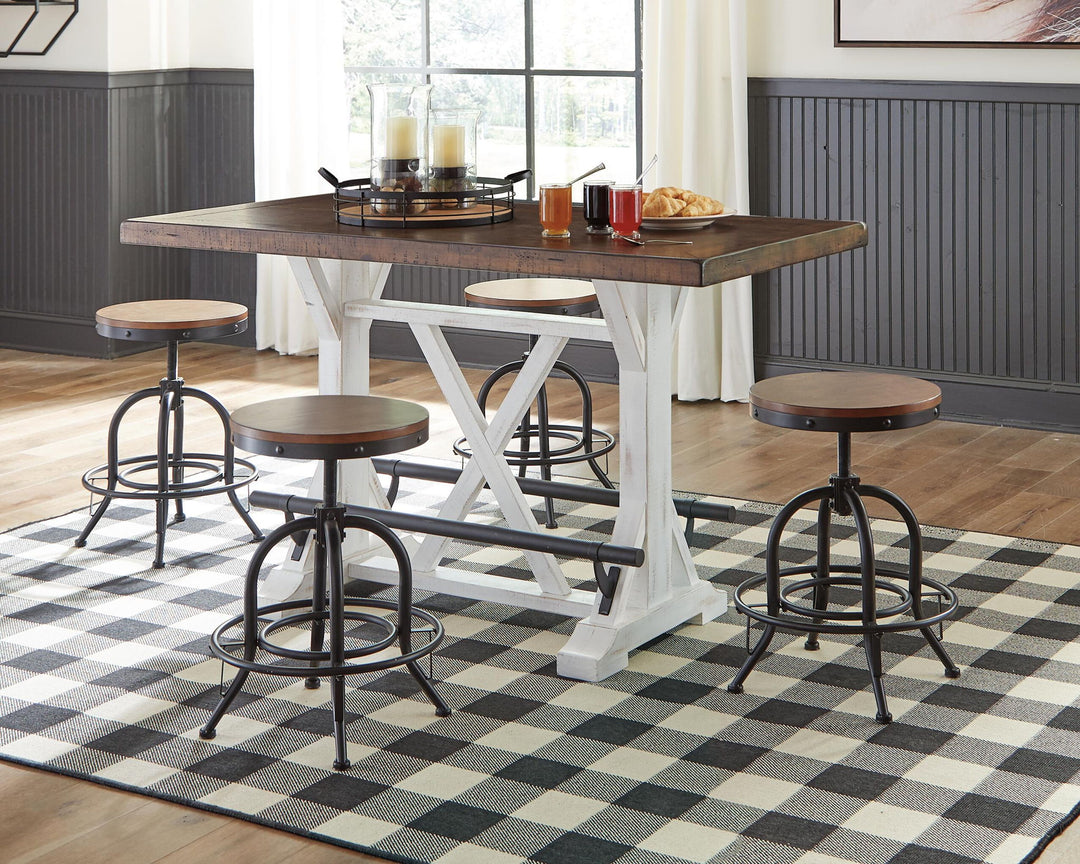Valebeck - Rectangular Dining Room Counter Table - White / Brown - Roberts Furniture & Mattress (Yorktown, VA)