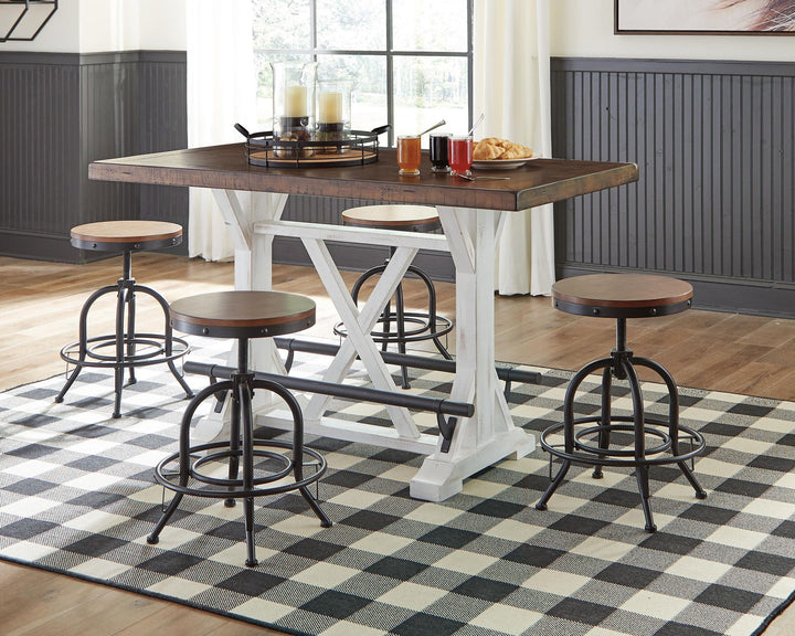 Valebeck - Rectangular Dining Room Counter Table - White / Brown - Roberts Furniture & Mattress (Yorktown, VA)
