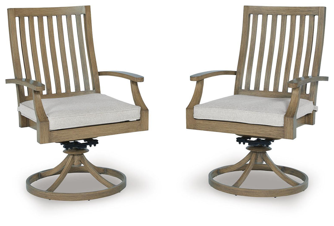 Rainier Ranch - Swivel Chair With Cushion (Set of 2) - Brown / Beige - Roberts Furniture & Mattress (Yorktown, VA)