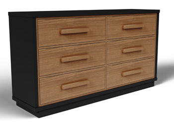 Kozmour - Six Drawer Dresser - Black / Brown - Roberts Furniture & Mattress (Yorktown, VA)