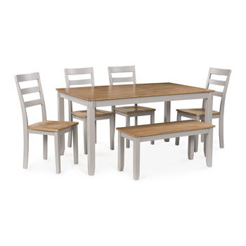 Harperfeld - Dining Room Table Set (Set of 6) - Natural / Gray - Roberts Furniture & Mattress (Yorktown, VA)