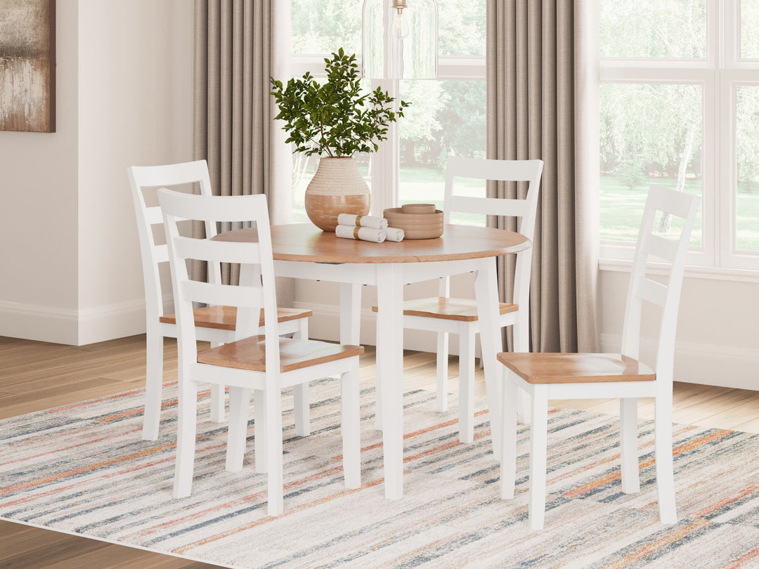 Gesthaven - Round Dining Room Drop Leaf Table Set - Roberts Furniture & Mattress (Yorktown, VA)