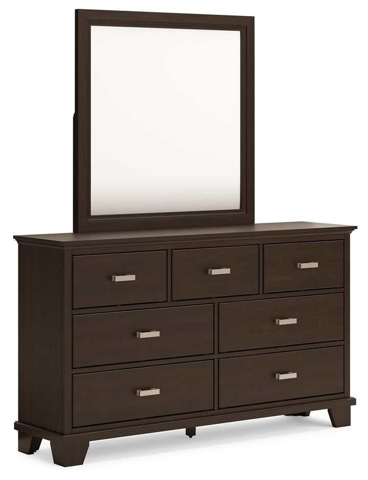 Covetown - Dresser And Mirror - Dark Brown - Roberts Furniture & Mattress (Yorktown, VA)